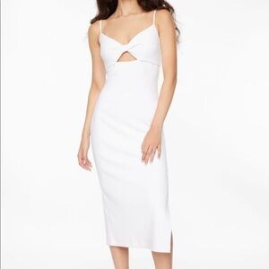 Dynamite Front Twist Midi Dress White